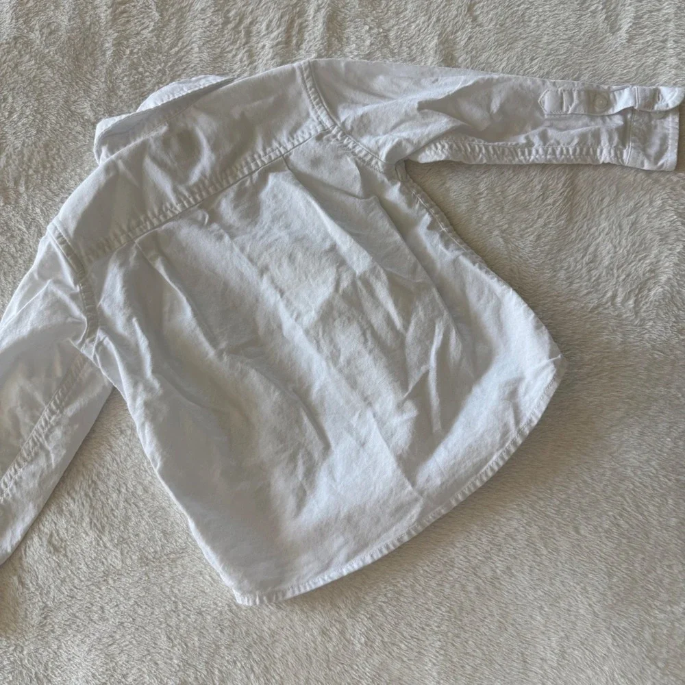 The Childrens Place White Button Down Long Sleeve Shirt Toddler Boys Girl 18-24M